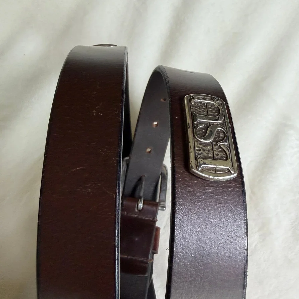 LSU Tigers Leather Belt Mens 38 Brown Silver Logo‎ Plaques Collegiate Fan Gear